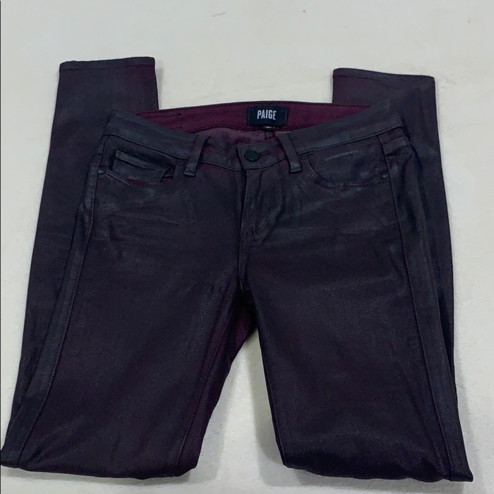 Paige ultra skinny purple leather pants